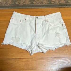 Levi’s White Distressed Jean Shorts